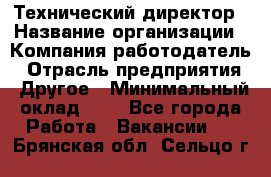 Технический директор › Название организации ­ Компания-работодатель › Отрасль предприятия ­ Другое › Минимальный оклад ­ 1 - Все города Работа » Вакансии   . Брянская обл.,Сельцо г.